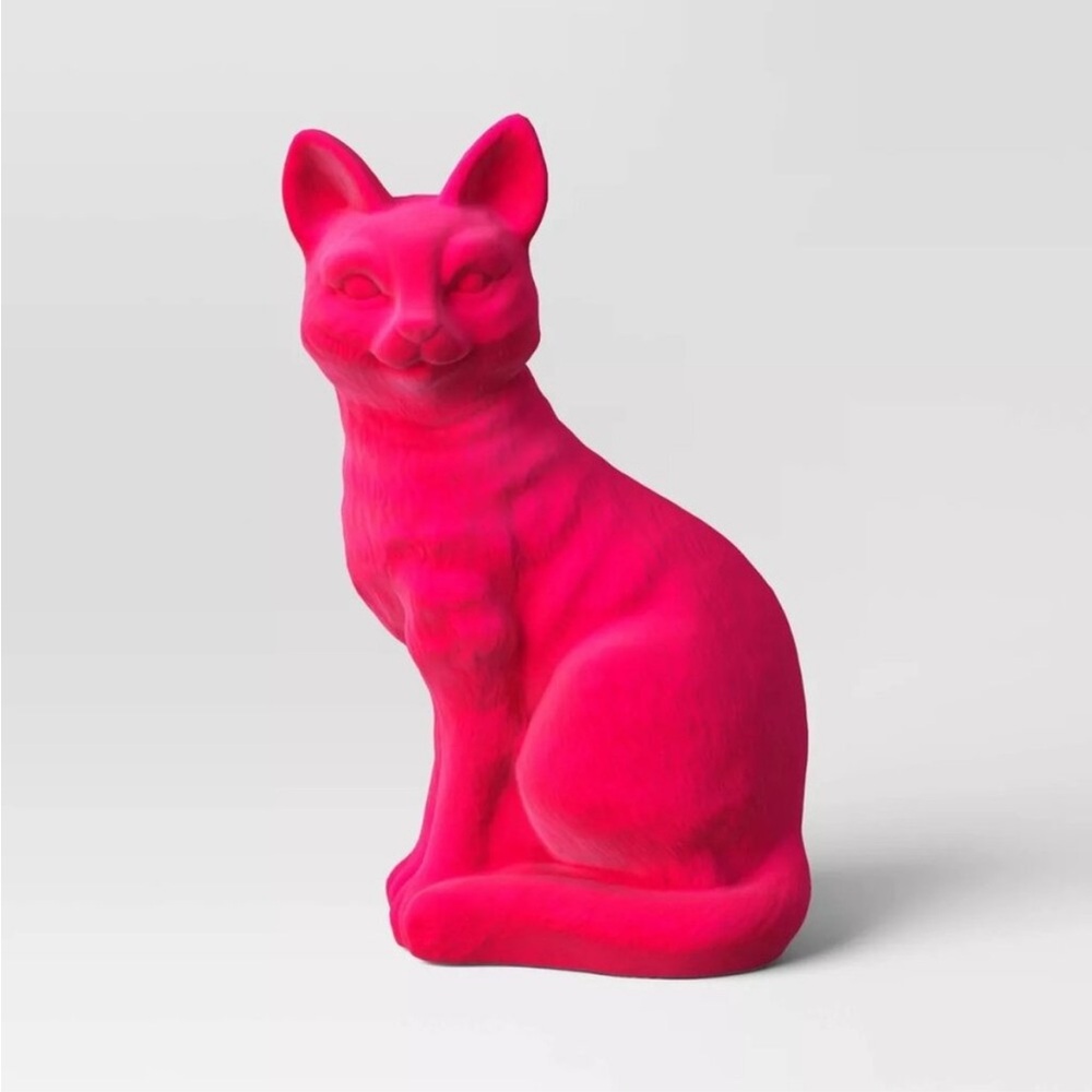 Hyde & Eek 11" Plastic Flocked Neon Pink Cat Halloween Decor - Target